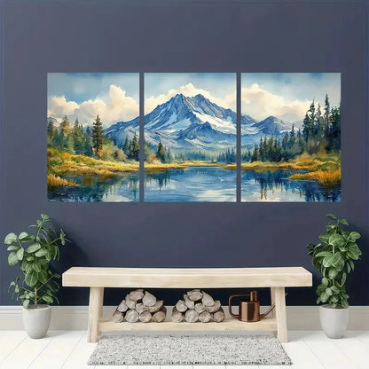 3pcs Oregon Art Inspired Landscape Painting Metal Print Ready to Hang Art