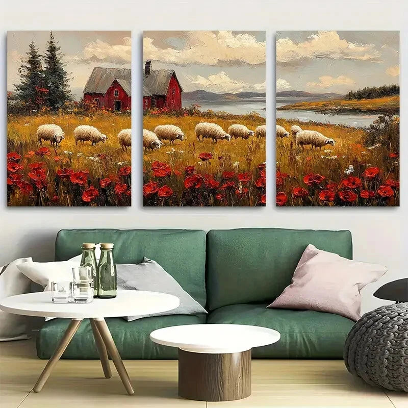 3pcs Farm Animal Ireland Rustic Farmhouse Metal Print Ready to Hang Art