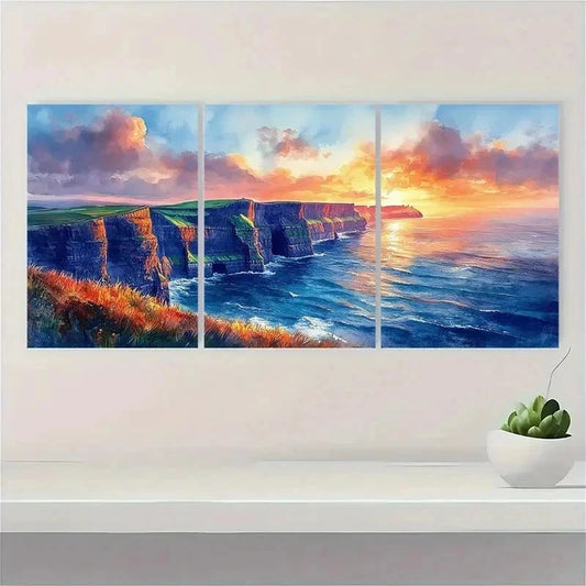 3pcs Vintage Beach Ocean Minimalist Perfect Wall Art Set Canvas Framed 40x60cm - High Quality Print 100% Australian Made Wall Canvas Ready to Hang