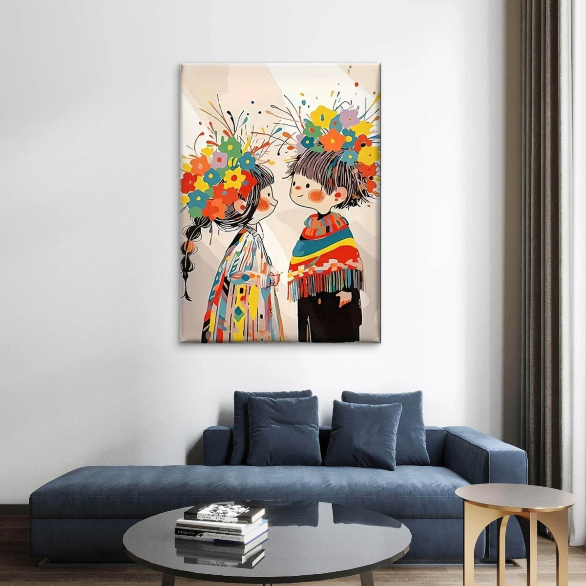 Children with Flower Crowns 40x60cm Metal Print Ready to Hang
