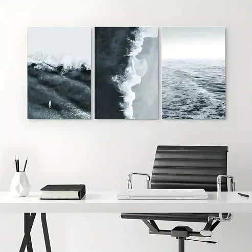 3pcs Ocean Waves View Canvas Framed 60x90cm - High Quality Print 100% Australian Made Wall Canvas Ready to Hang