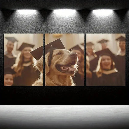 3pcs Golden Retriever Graduation Animal Theme Metal Print Ready to Hang Art