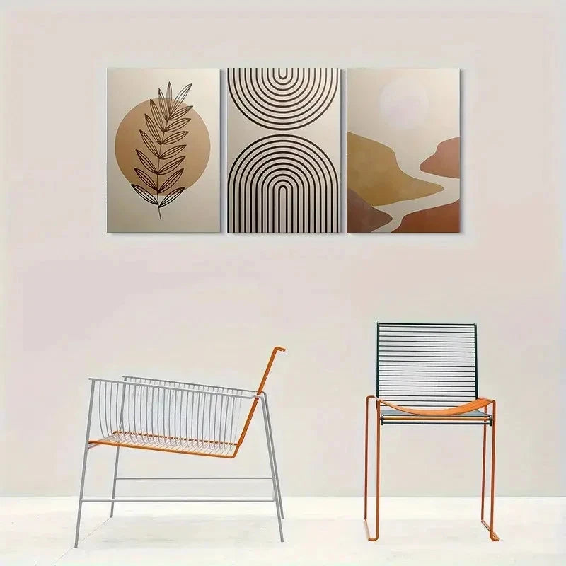 3pcs Modern Abstract Geometric Patterns Metal Print Ready to Hang Art