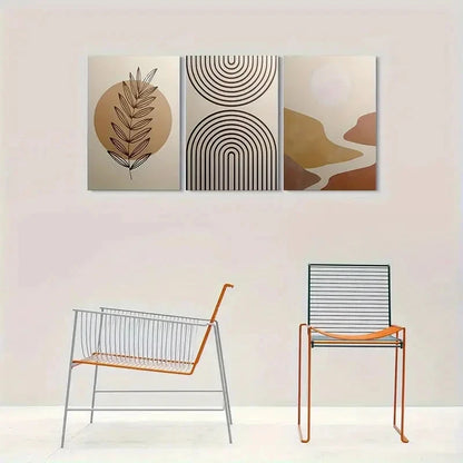 3pcs Modern Abstract Geometric Patterns Metal Print Ready to Hang Art