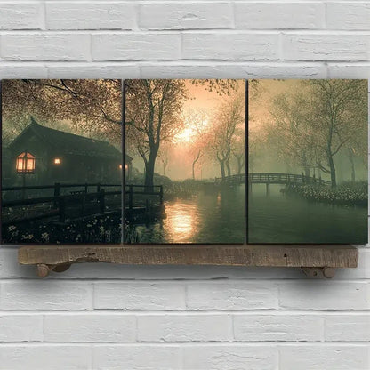 3pcs Beautiful Estate Design Scenery Metal Print Ready to Hang Art