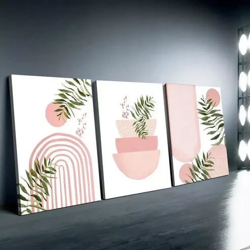 3pcs Pink Boho Modern Minimalist & Abstract Art Canvas Framed 60x90 cm - High Quality Print 100% Australian Made Wall Canvas Ready to Hang