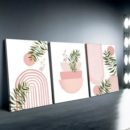 3pcs Pink Boho Modern Minimalist & Abstract Art Canvas Framed 60x90 cm - High Quality Print 100% Australian Made Wall Canvas Ready to Hang