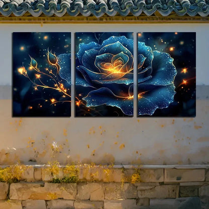 3pcs Vibrant Abstract Floral Rose Design Metal Print Ready to Hang Art