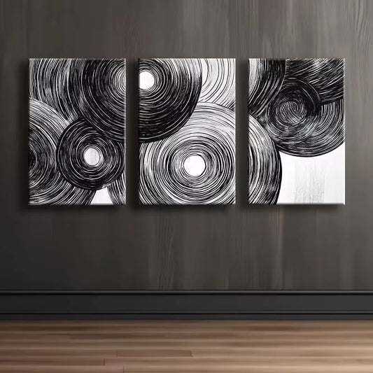 3pcs Abstract Wood Rings Wall Art Set Canvas Framed 60x90cm - High Quality Print 100% Australian Made Wall Canvas Ready to Hang