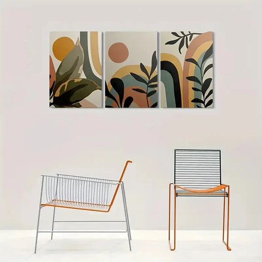 3pcs Abstract Geometric Vibrant Color Wall Art Set Canvas Framed 40x60cm - High Quality Print 100% Australian Made Wall Canvas Ready to Hang