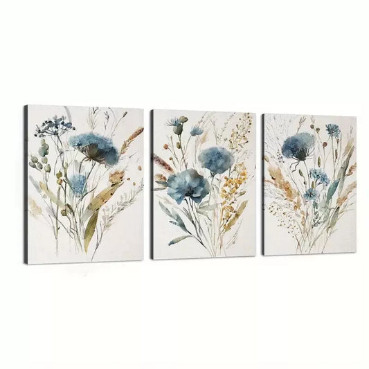 3pcs Minimalist Botanical Country Decor Wall Art Set Canvas Framed 40x60cm - High Quality Print 100% Australian Made Wall Canvas Ready to Hang