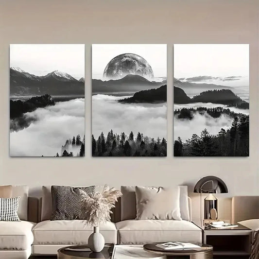 3pcs Black and White Photography Wall Art Metal Print Ready to Hang Art