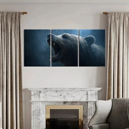 3pcs Wild Bear Roar Nature Wildlife Art Forest Metal Print Ready to Hang Art