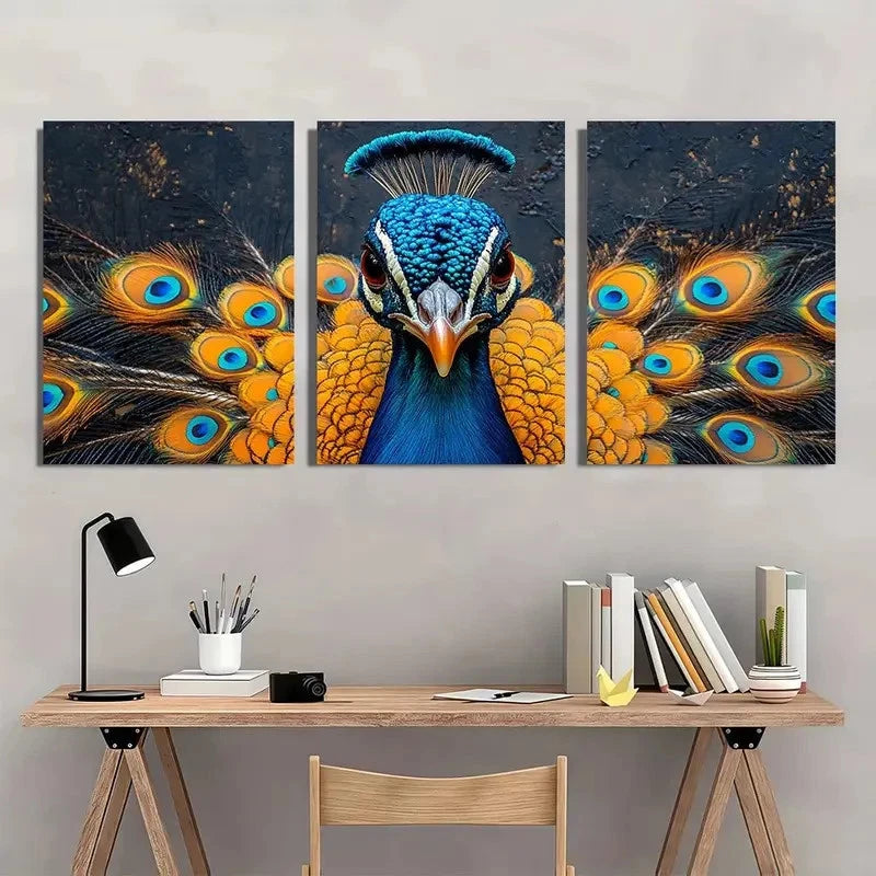 3pcs Cottage PeaRooster Lady Painting Wall Art Set Canvas Framed 40x60cm - High Quality Print 100% Australian Made Wall Canvas Ready to Hang