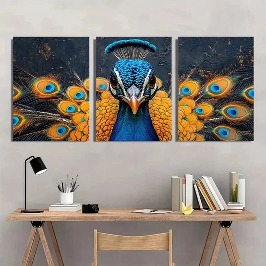 3pcs Cottage PeaRooster Lady Painting Wall Art Set Canvas Framed 40x60cm - High Quality Print 100% Australian Made Wall Canvas Ready to Hang