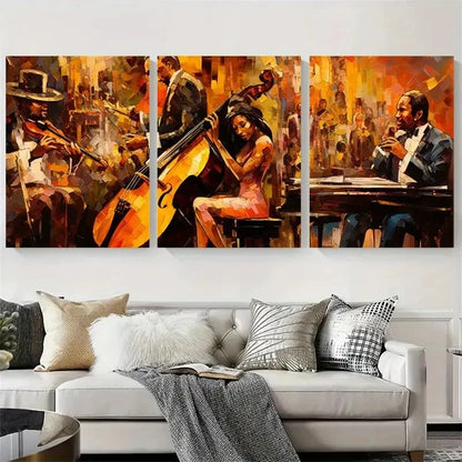 3pcs Vibrant Abstract Band Performance Wall Art Set Canvas Framed 40x60cm - High Quality Print 100% Australian Made Wall Canvas Ready to Hang