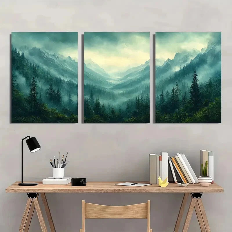 3pcs Watercolor Landscape Serene Landscape Metal Print Ready to Hang Art