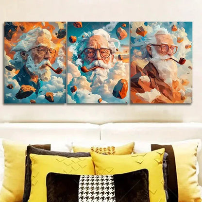 3pcs Clay Old Man Wall Art Set Canvas Unframed - High Quality Print 100% Australian Made Wall Canvas