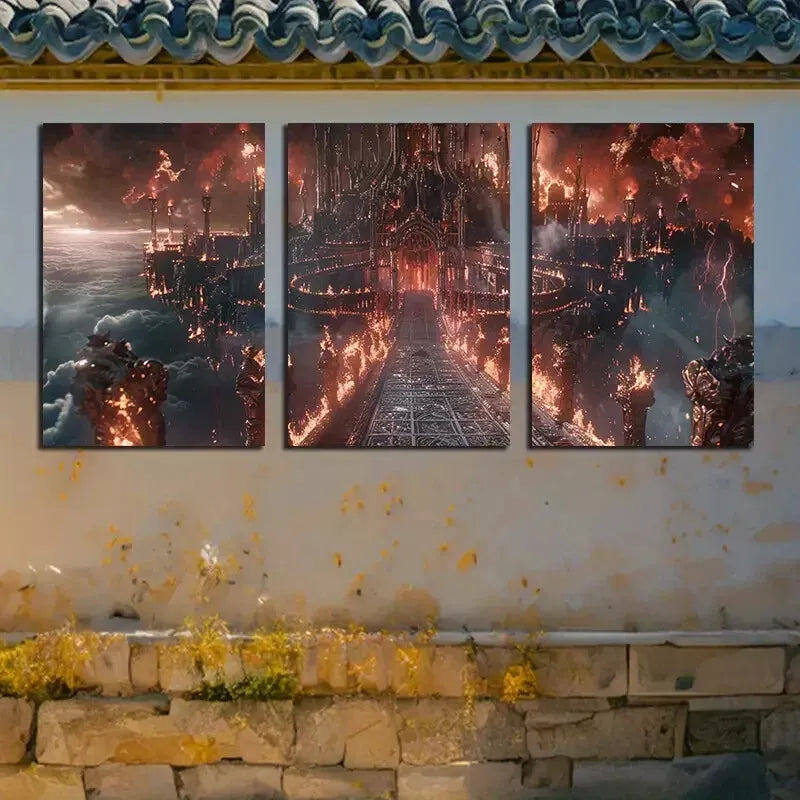 3pcsRoadway To A Foreboding Castle     Wall Art Set Canvas Framed 50x70cm -  High Quality Print 100% Australian Made Wall Canvas Ready to Hang - Bella Home Decor