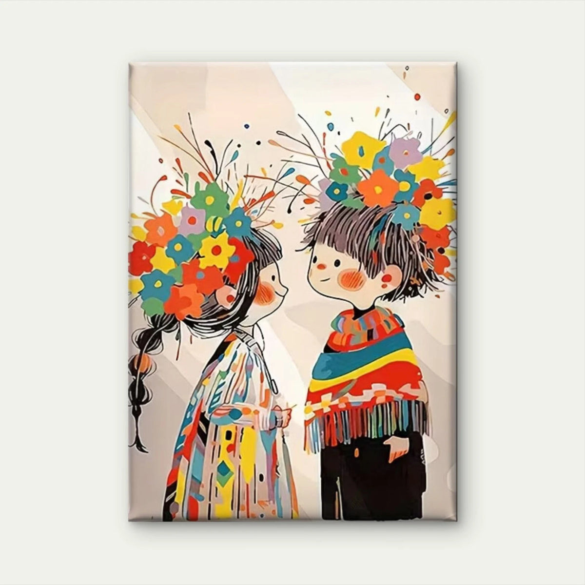 Children with Flower Crowns 40x60cm Metal Print Ready to Hang