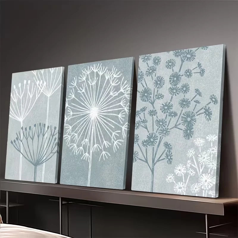 3pcs Vintage Botanical Seed Head Wall Art Set Canvas Framed 60x90cm - High Quality Print 100% Australian Made Wall Canvas Ready to Hang