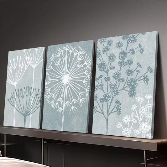 3pcs Vintage Botanical Seed Head Wall Art Set Canvas Framed 60x90cm - High Quality Print 100% Australian Made Wall Canvas Ready to Hang