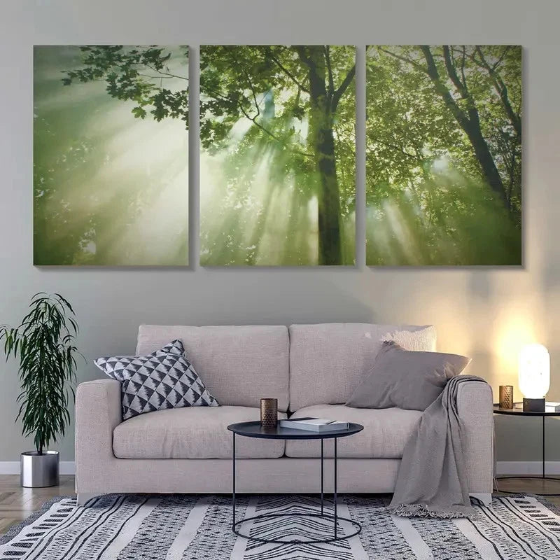3pcs Nature Inspired Forest Sunny Scene Metal Print Ready to Hang Art