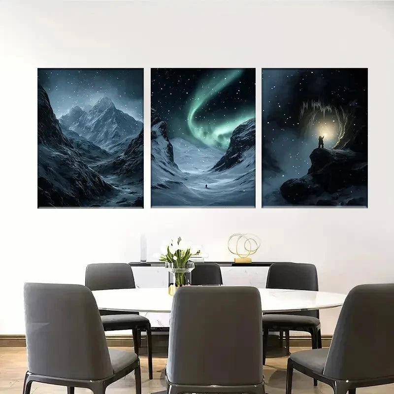 3pcs Northern Lights Stunning Arctic Scene Metal Print Ready to Hang Art