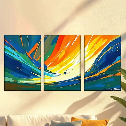 3pcs Painting of a Colorful Abstract Design Wall Art Canvas Unframed – High Quality Print 100% Australian Made Wall Canvas