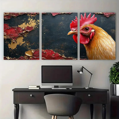 3pcs Rustic Realistic Chicken Vibrant Farm Animal Metal Print Ready to Hang Art