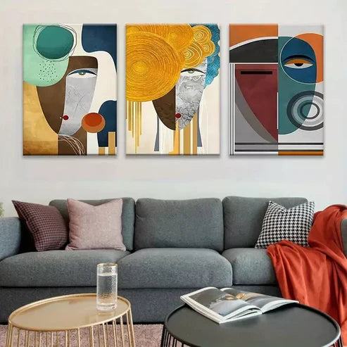 3pcs Modern Abstract Geometric Canvas Framed 60x90cm - High Quality Print 100% Australian Made Wall Canvas Ready to Hang