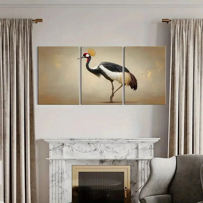 3pcs Elegant Crane Art Wildlife Nature Poster Metal Print Ready to Hang Art