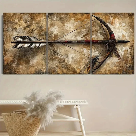 3pcs Native American Photo Bow Arrow Wild West Metal Print Ready to Hang Art
