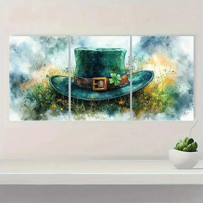 3pcs St, Patricks Day Watercolor Print Metal Print Ready to Hang Art