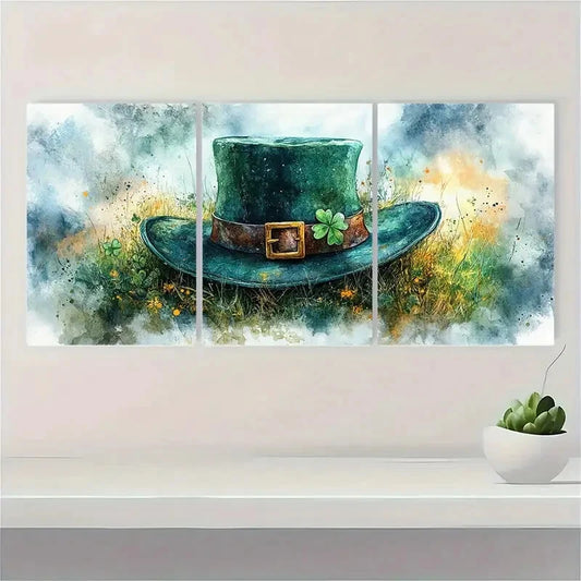 3pcs St, Patricks Day Watercolor Print Metal Print Ready to Hang Art