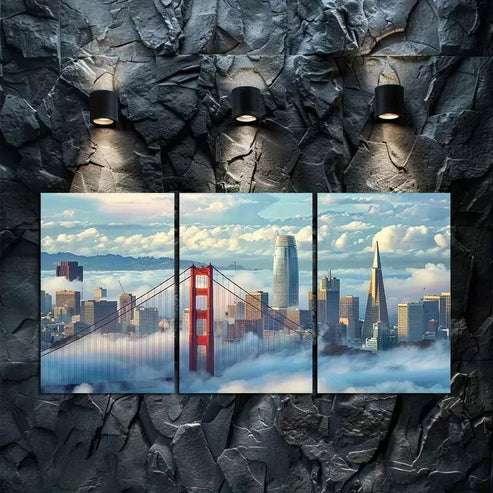 3pcs San Francisco Skyline Canvas Framed 60x90cm - High Quality Print 100% Australian Made Wall Canvas Ready to Hang