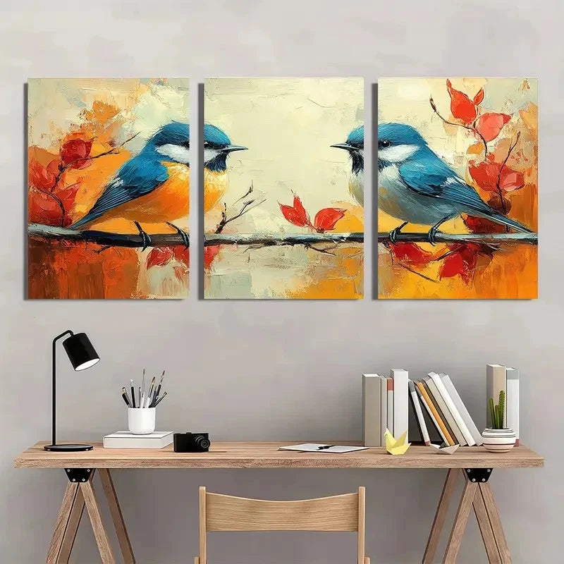 3pcs Modern Animal Theme Bird Wall Art Set Canvas Framed 40x60cm - High Quality Print 100% Australian Made Wall Canvas Ready to Hang