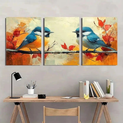 3pcs Modern Animal Theme Bird Wall Art Set Canvas Framed 40x60cm - High Quality Print 100% Australian Made Wall Canvas Ready to Hang