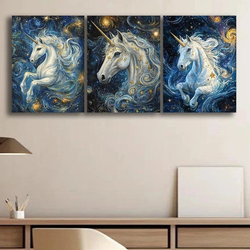3pcs The Dream Unicorn Animal Themed Metal Print Ready to Hang Art