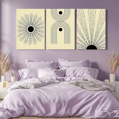 3pcs Abstract Boho Mid Century Metal Print Ready to Hang Art