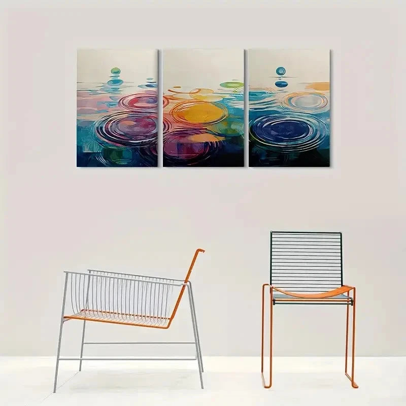 3pcs Colorful Abstract Water Ripple Metal Print Ready to Hang Art