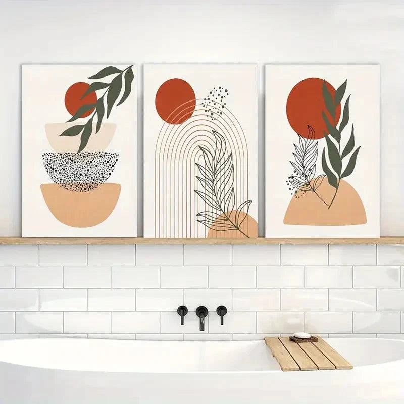 3pcs Vibrant Abstract Geometric Designs Set Metal Print Ready to Hang Art