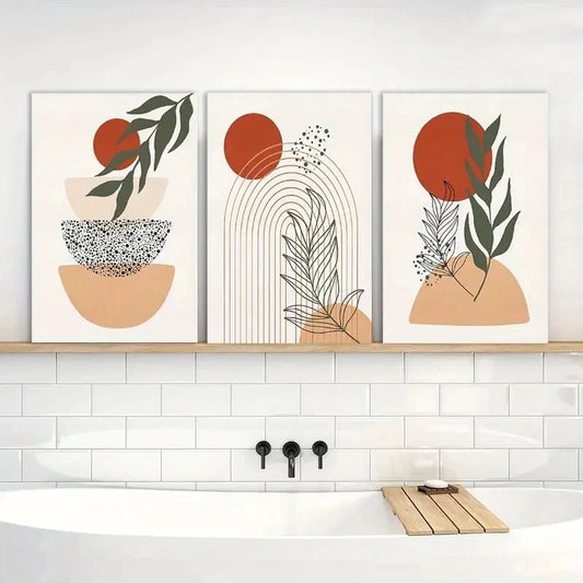 3pcs Vibrant Abstract Geometric Designs Set Metal Print Ready to Hang Art