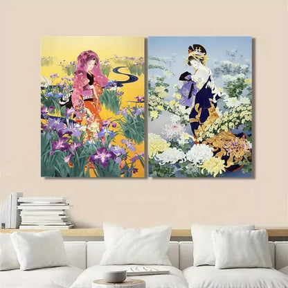 2pcs Plants And Flowers, Natural Landscape, Japanese Art Canvas Framed 50x75cm - High Quality Print 100% Australian Made Wall Canvas Ready to Hang