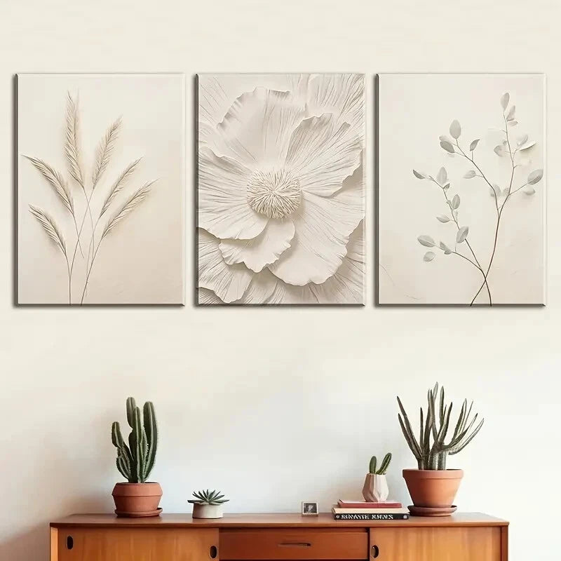3pcs minimalist floral plant statue Metal Print Ready to Hang Art