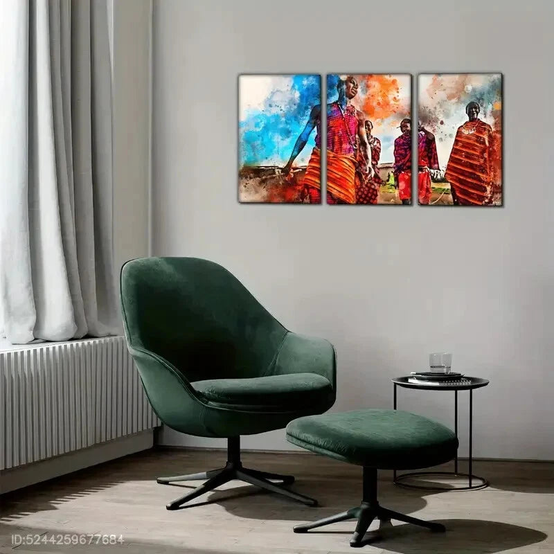 3pcs African American Culture Wall Painting Metal Print Ready to Hang