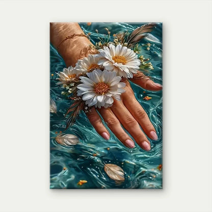 Floral Handpiece Oil Painting Metal Print Ready to Hang