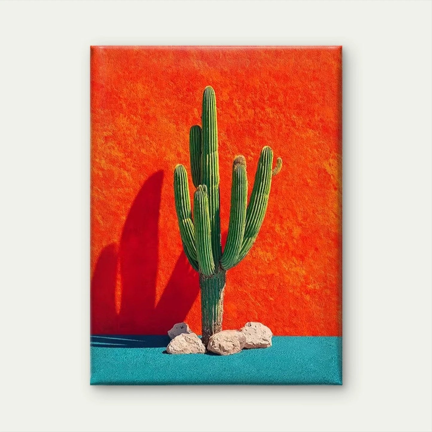 Bold Cactus Green Saguaro on Vibrant 60x90cm Metal Print Ready to Hang