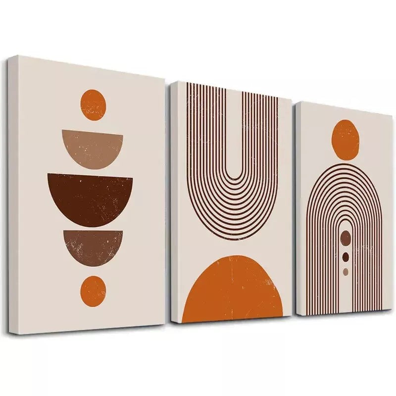 3pcsMinimalist Geometric Wall Art Set Canvas Framed 50x70cm -  High Quality Print 100% Australian Made Wall Canvas Ready to Hang