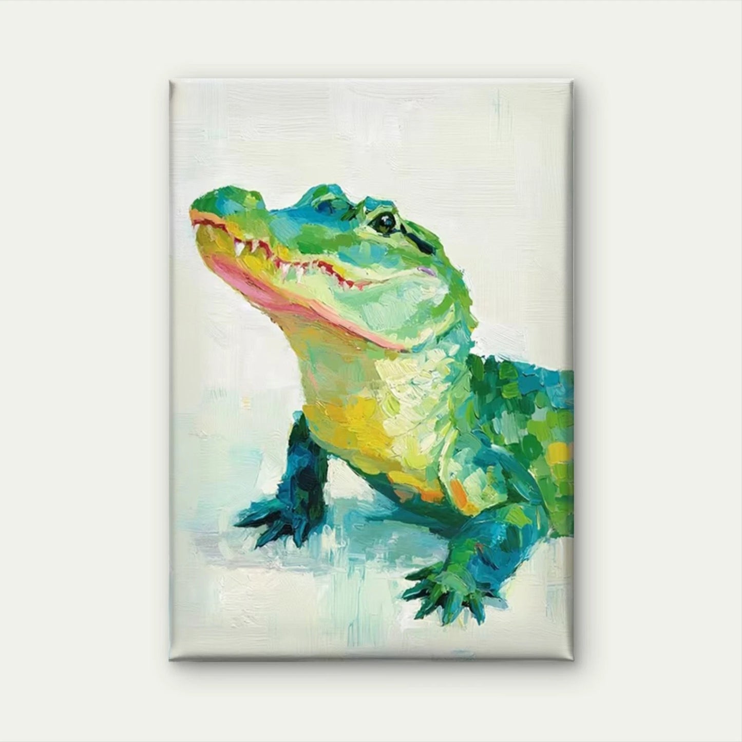 Colorful Crocodile Painting Metal Print Ready to Hang